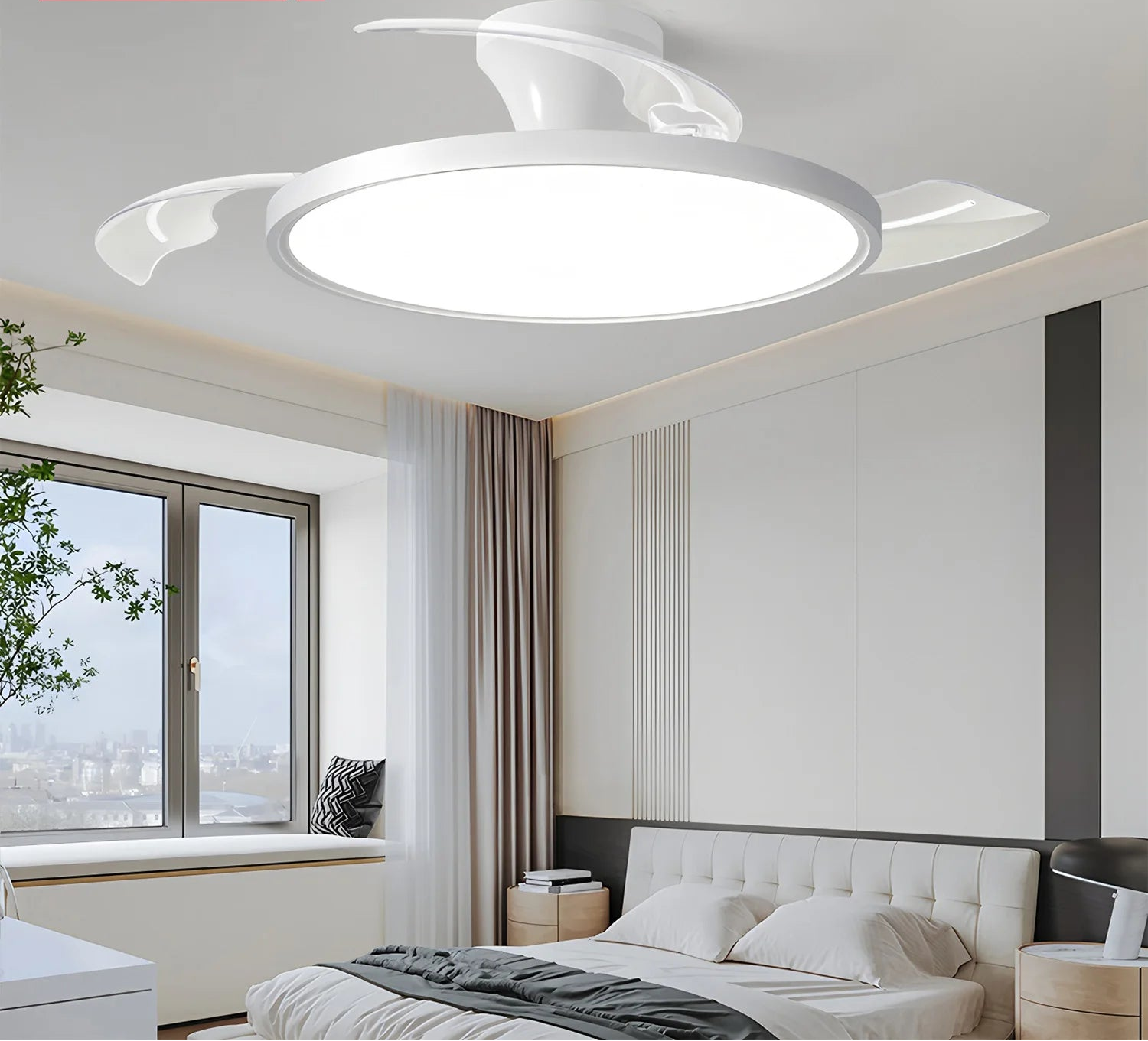 Plafondventilator met Verlichting – Moderne LED Plafondlamp met Intrekbare Bladen