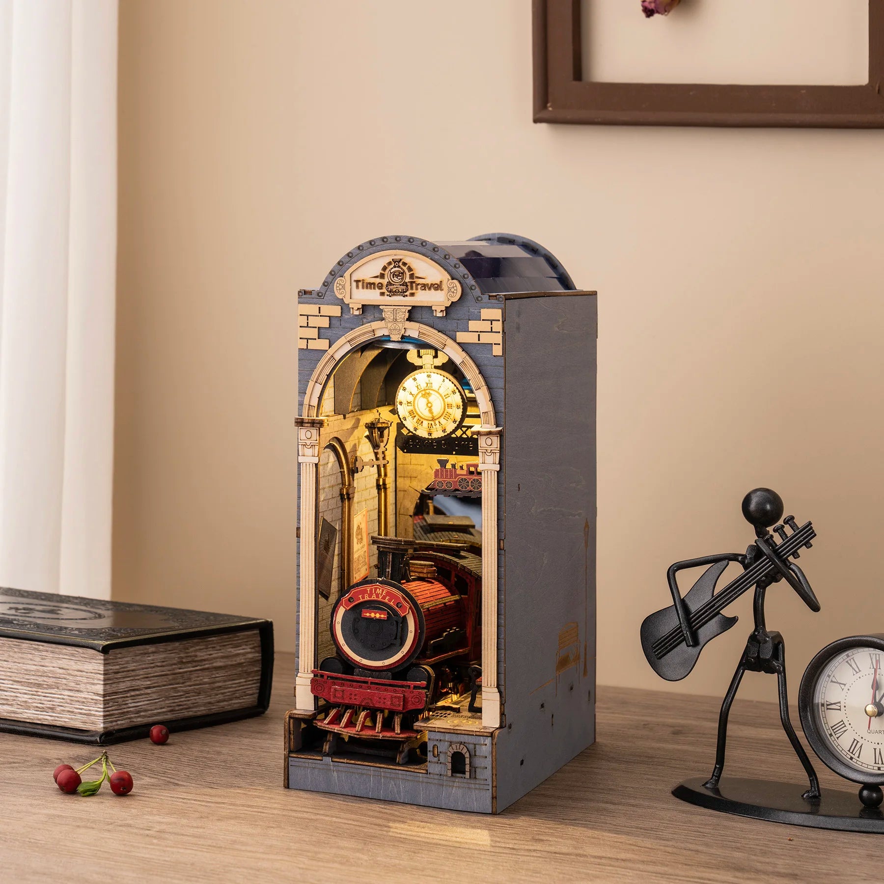 Houten Miniatuur Boekhoekje DIY – LED Sfeerlampje Creatief Knutselpakket voor Jong en Oud