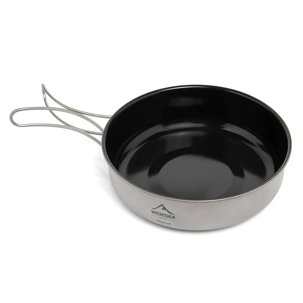 Titanium Outdoor Camping Kookset – Lichtgewicht Titanium Servies Met Kookpot en Koekenpan