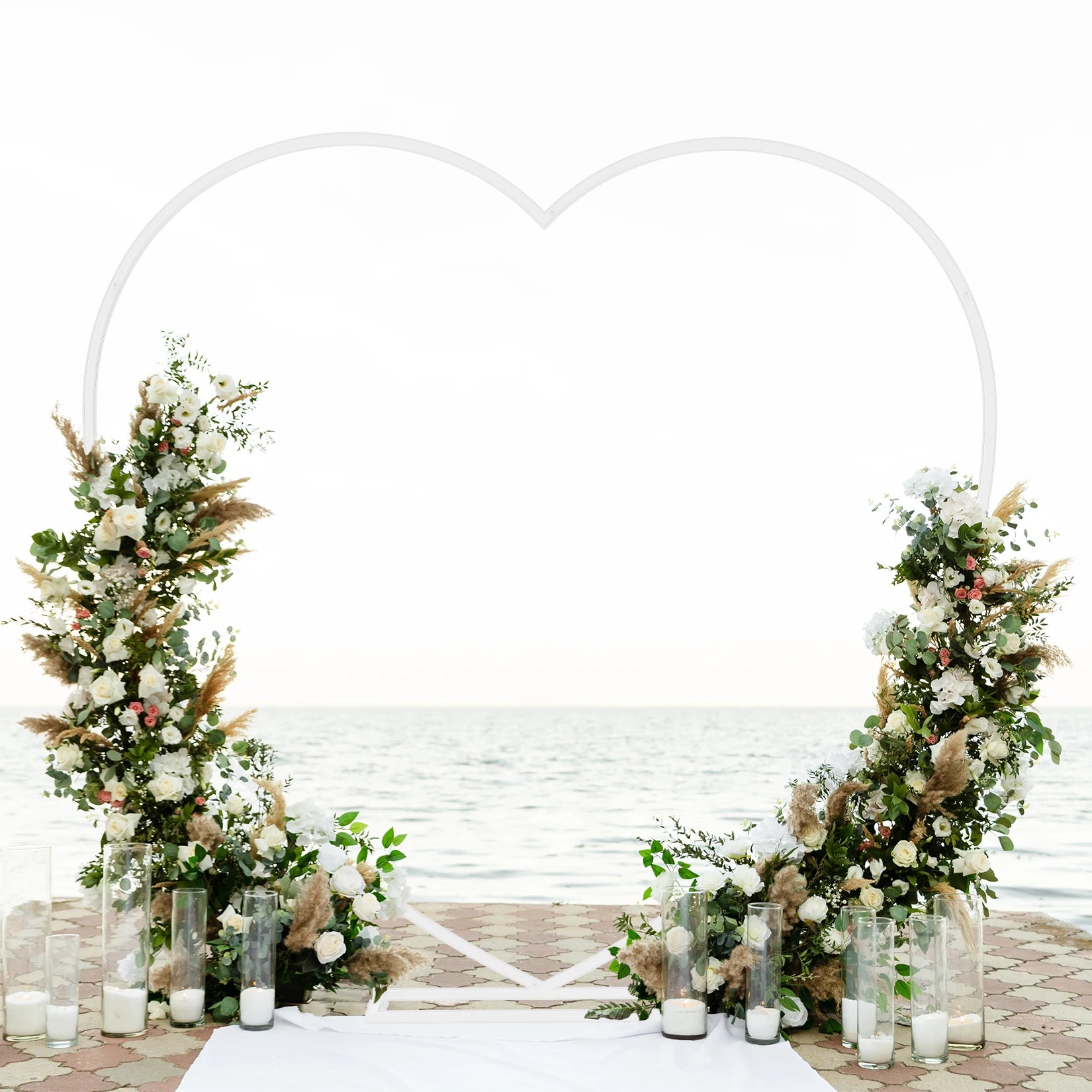 Hartvormige Ballonnenboog Wit Metaal 2.2m – Bruiloft Arch Stand Frame – Backdrop voor Verloving, Valentijn & Feest Decoratie
