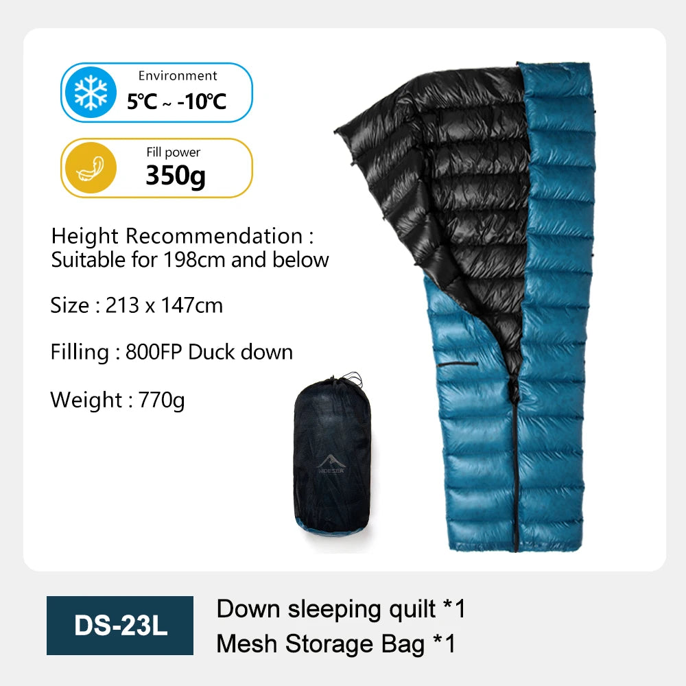 Ultralichte slaapzak 800FP eendendons – ideaal voor kamperen en outdoor