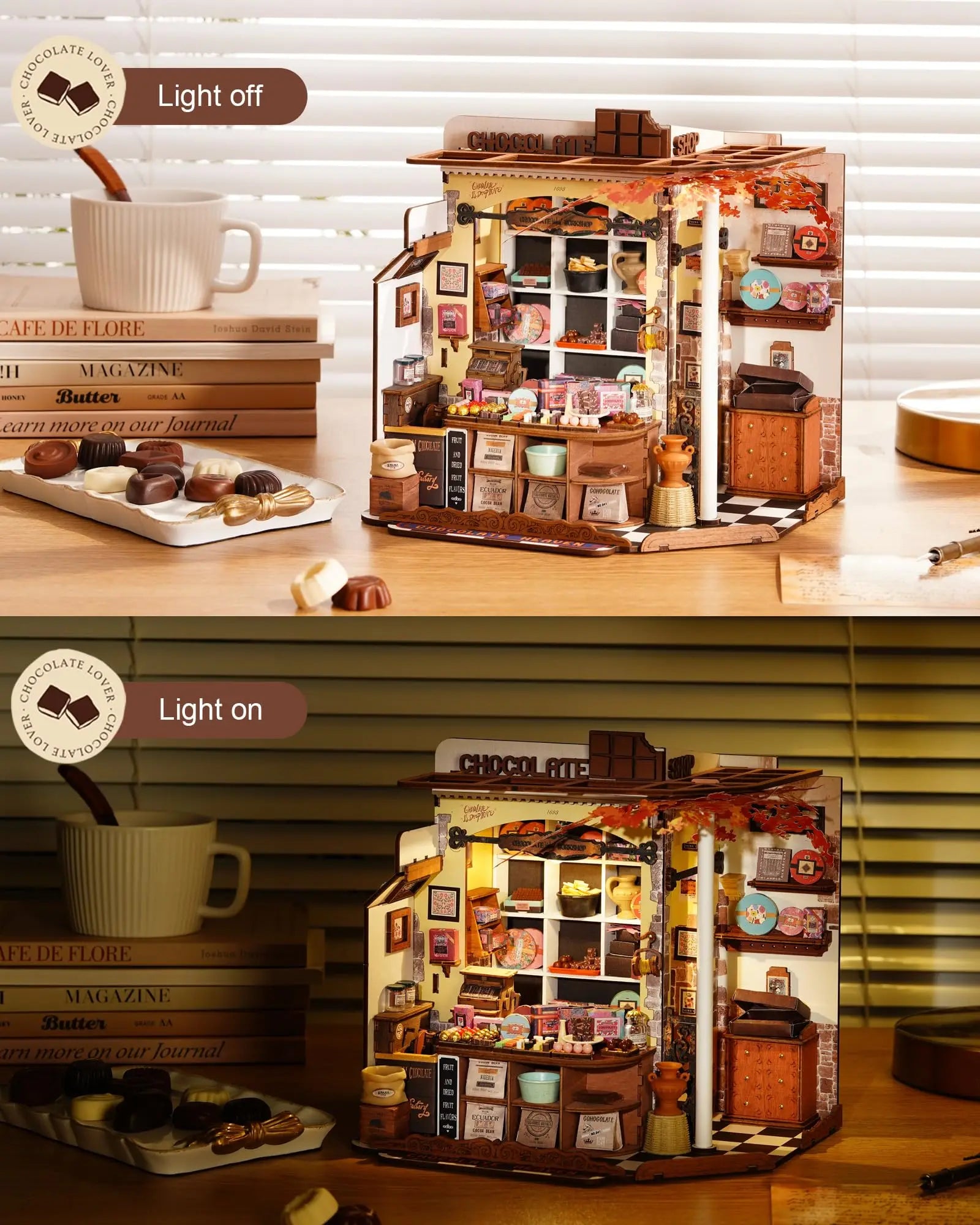 DIY Houten Poppenhuis 3D Miniatuur – Creatief Knutselcadeau voor Volwassenen en Tieners – Sfeervolle Verlichting en Vintage Decoratie