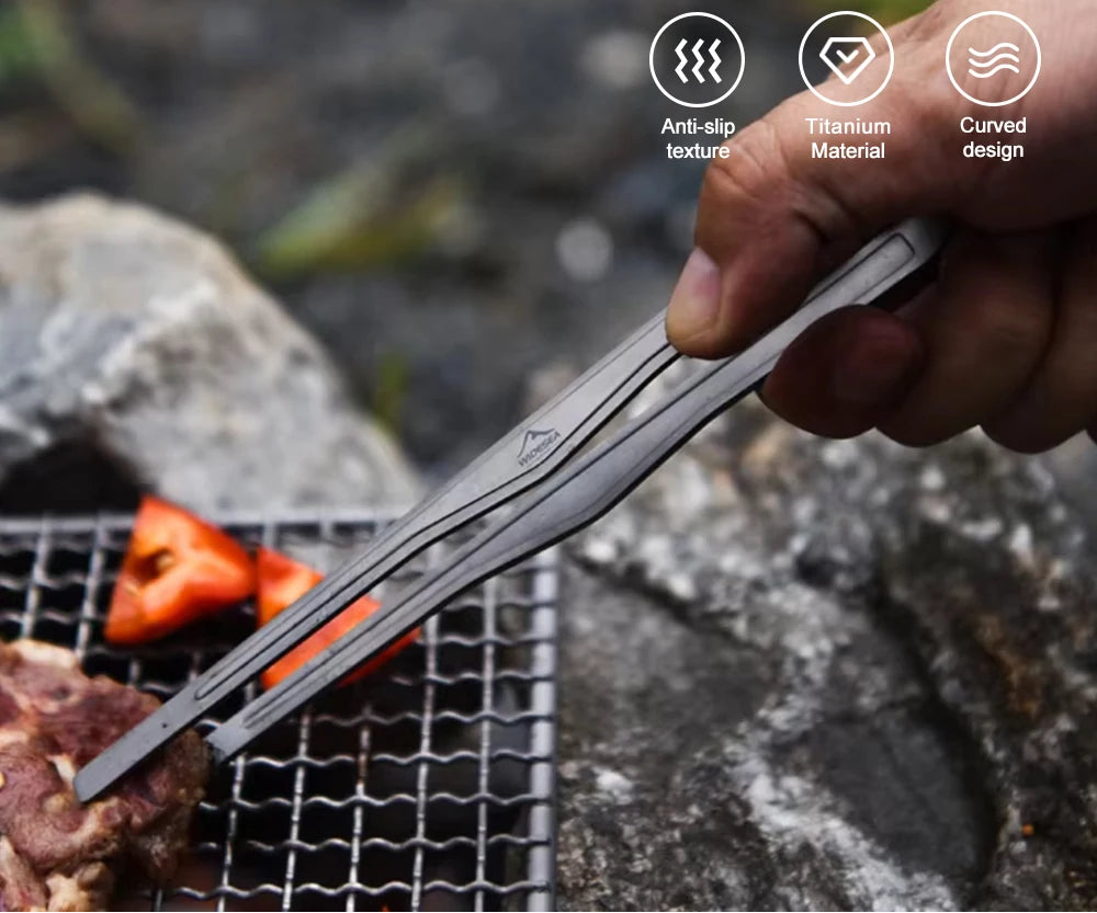 Titanium Ultralichte Camping Voedselclip – Anti‑Slip & Gebogen Outdoor Tang