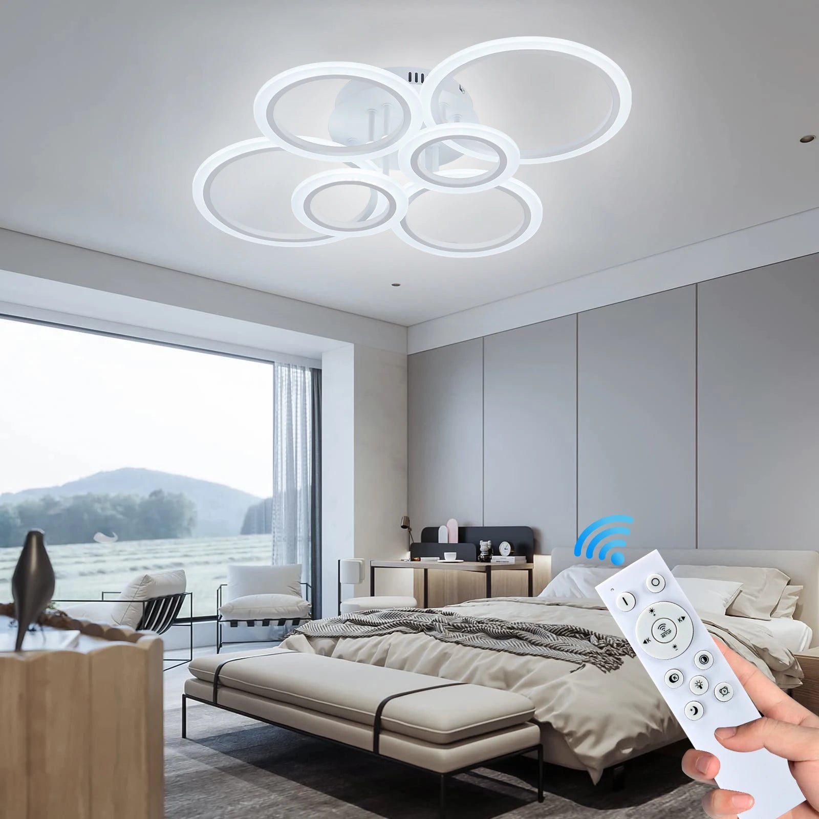 Moderne LED Plafondlamp met Afstandsbediening & App – Dimbare Smart Ring Lamp