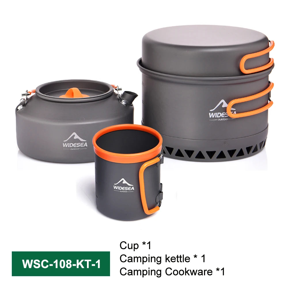 Camping kookset – Outdoor servies & kookgerei – Potten, waterketel, koffiekop & filters – voor wandelen, picknick, reizen
