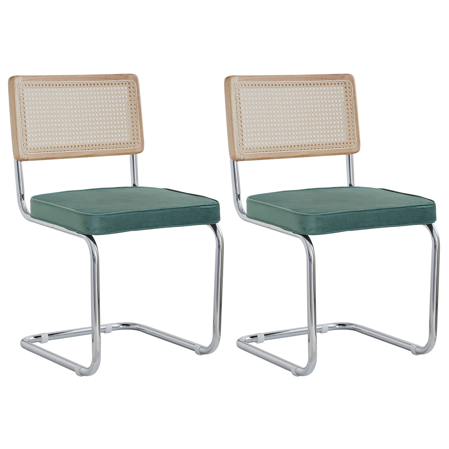 Rotan Eetkamerstoelen Set van 2 of 4 – Retro Design met Velvet Zitting en Metalen Frame