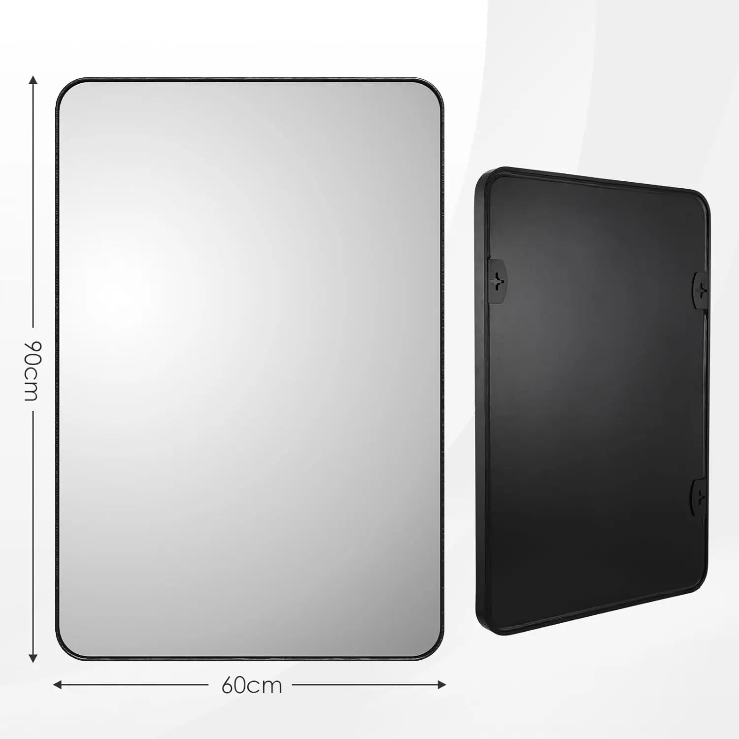Boogwandspiegel 66x96 cm – Moderne Halfronde Spiegel met Zwart Aluminium Frame