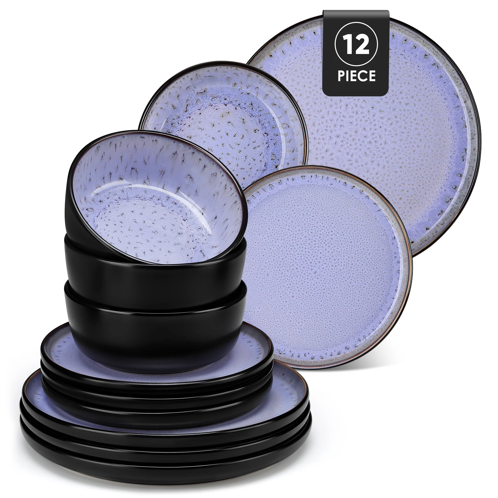 Servies Set 16-Delig – Mat Zwart Keramisch Servies – Modern & Duurzaam Steengoed voor 4 Personen