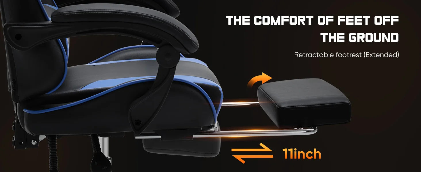 Ergonomische Gaming Stoel met Verstelbare Hoogte en Lendensteun – Draaibare Bureaustoel van PU Leer voor Kantoor & Thuisgebruik