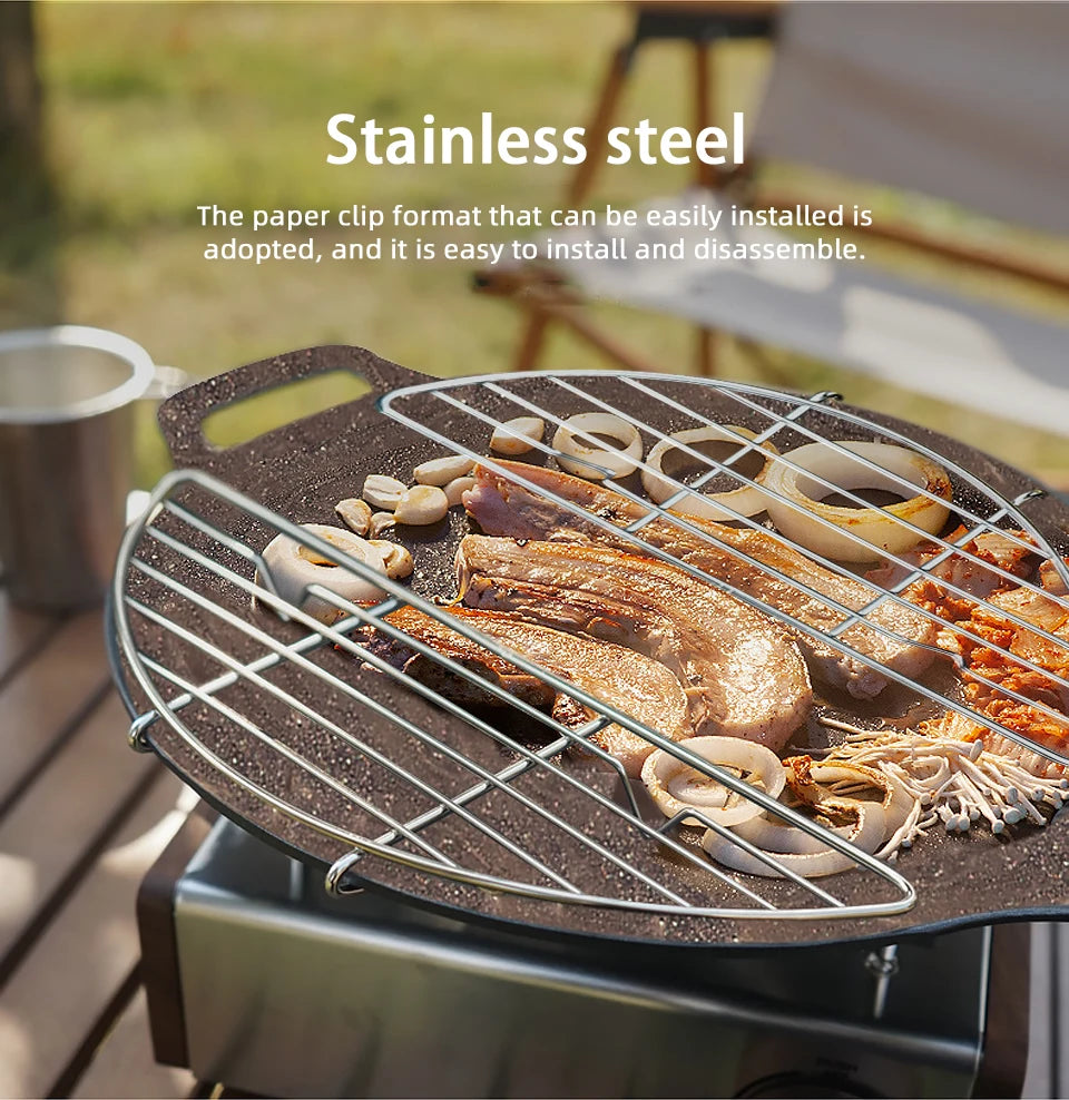 Roestvrijstalen BBQ Grillrek – Anti‑Aanbrand Barbecue Net voor Camping & Outdoor Grill