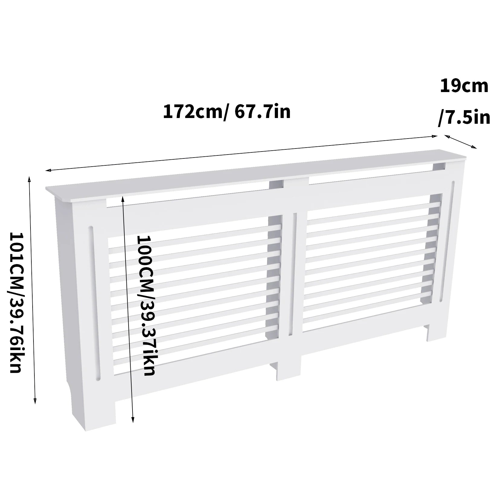 Moderne Radiator Cover Hoog – MDF Radiator Ombouw met Verticale Lamellen | Witte Radiator Kast met Plank