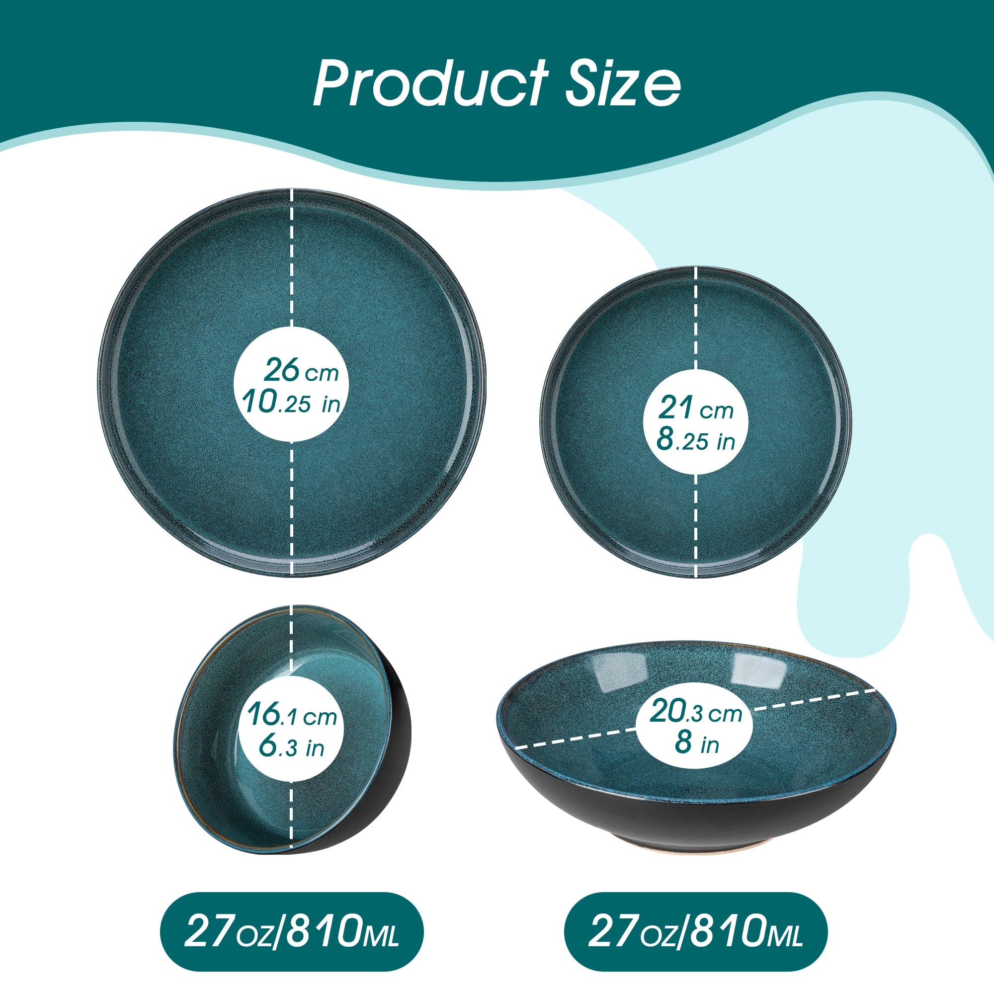Servies Set 18-Delig – Keramisch Servies met Reactief Glazuur – Moderne Bordenset voor 6 Personen
