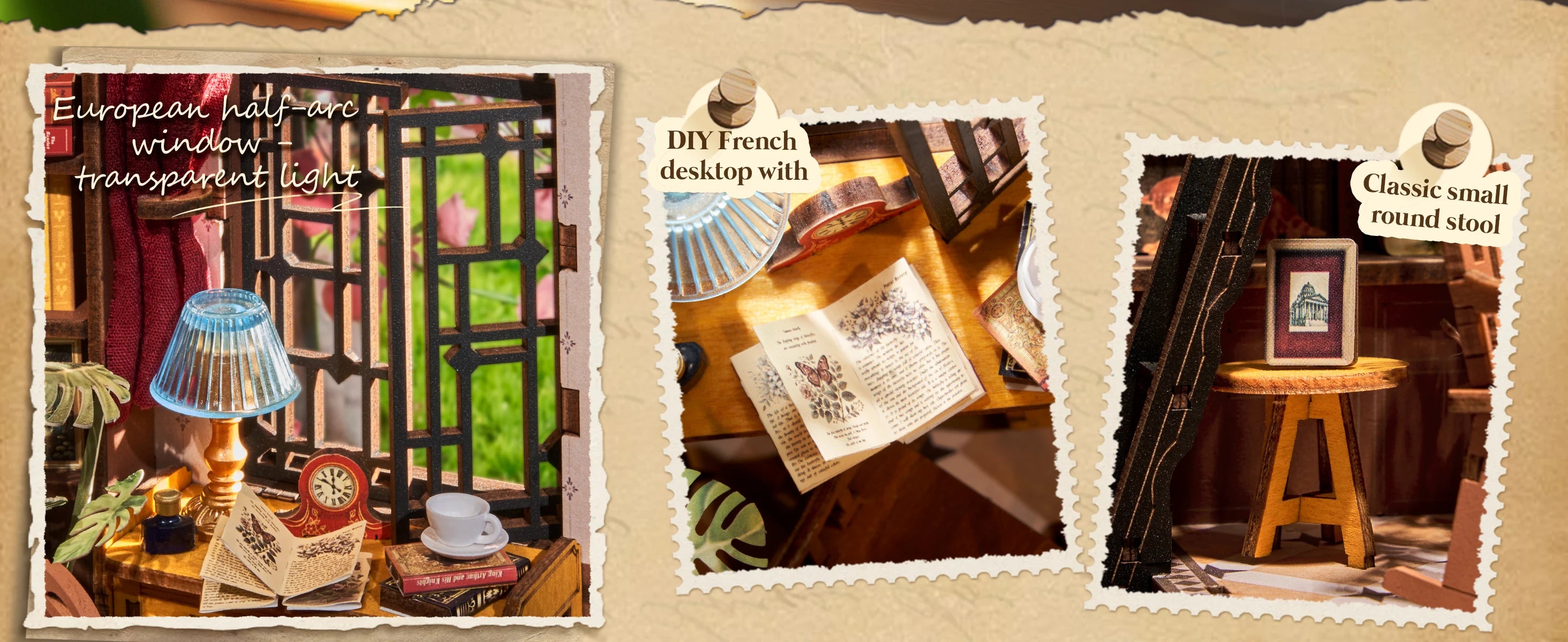 DIY Book Nook Miniatuur Bibliotheek met LED Verlichting – Britse Stijl Boekensteun Bouwpakket – Decoratieve Boekenplank Insert voor Boekenkast
