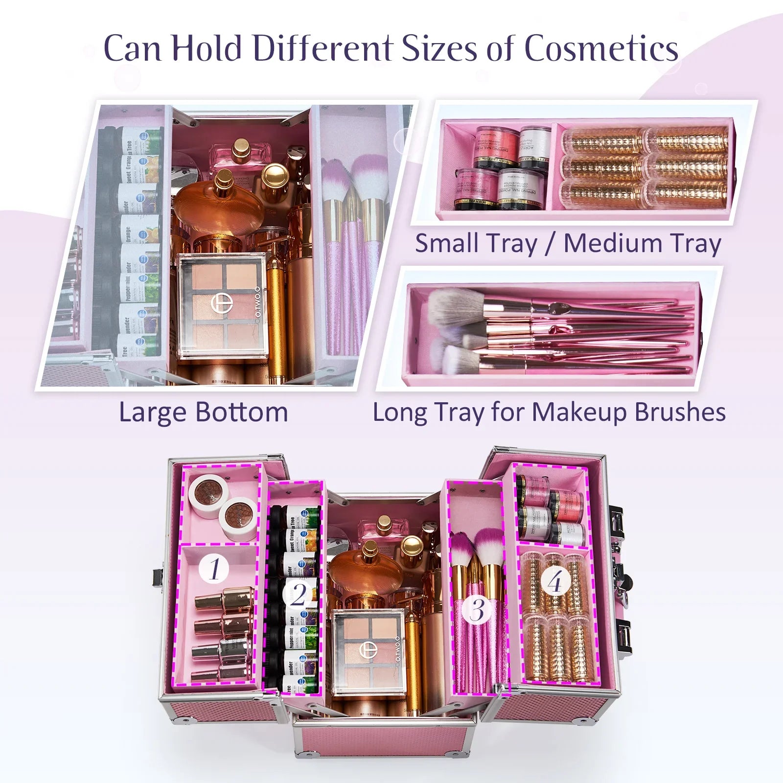 Draagbare Make-up Train Case – 4 Lades Organizer Koffer – Waterdicht en Reisklaar