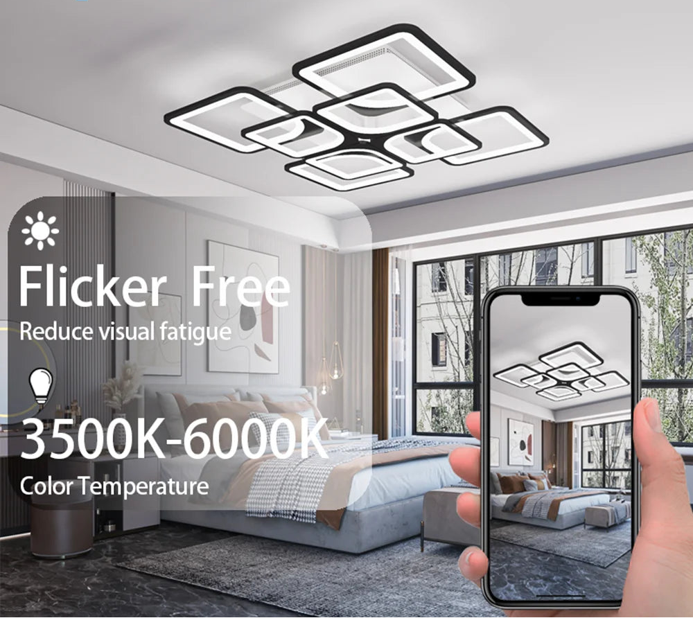 Slimme Vierkante LED Plafondlamp – Dimbare Minimalistische Plafondverlichting met Afstandsbediening & App