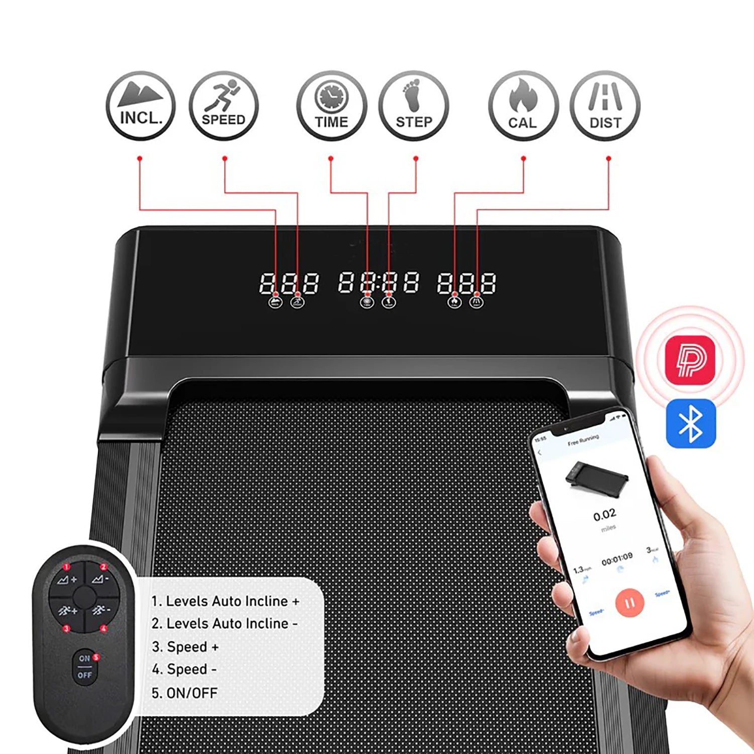 Opvouwbare Walking Pad met Helling 9% – Elektrische Loopband voor Thuis met App en LCD Scherm