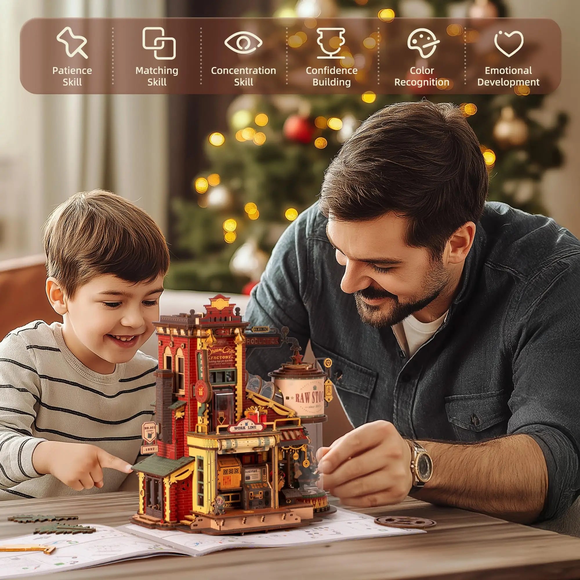 3D Houten Puzzel Dream Gift Factory – Mechanisch Model met Licht en Muziek – Bouwpakket voor Kinderen en Volwassenen