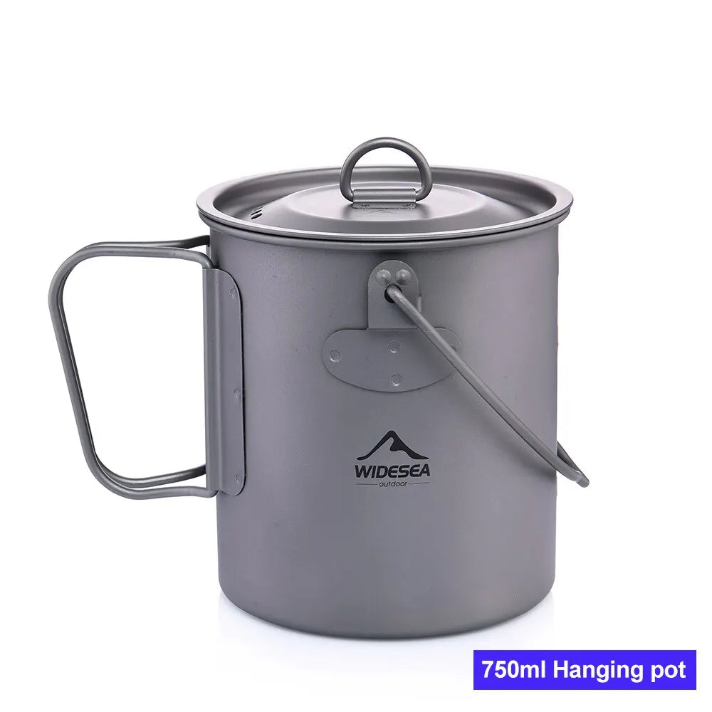 Titanium Outdoor Camping Kookset – Lichtgewicht Titanium Servies Met Kookpot en Koekenpan