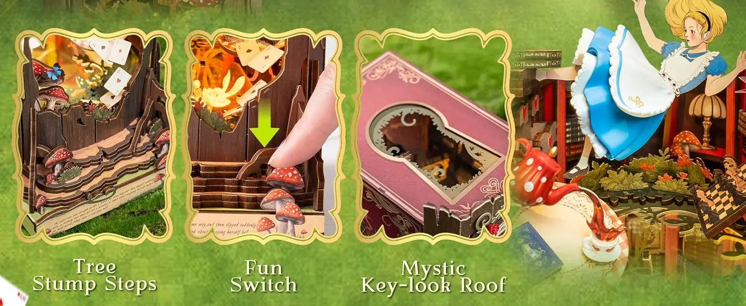 DIY Miniatuur Book Nook Kit – Houten Sprookjeshuis met LED Verlichting – Creatieve Puzzel voor Volwassenen en Kinderen