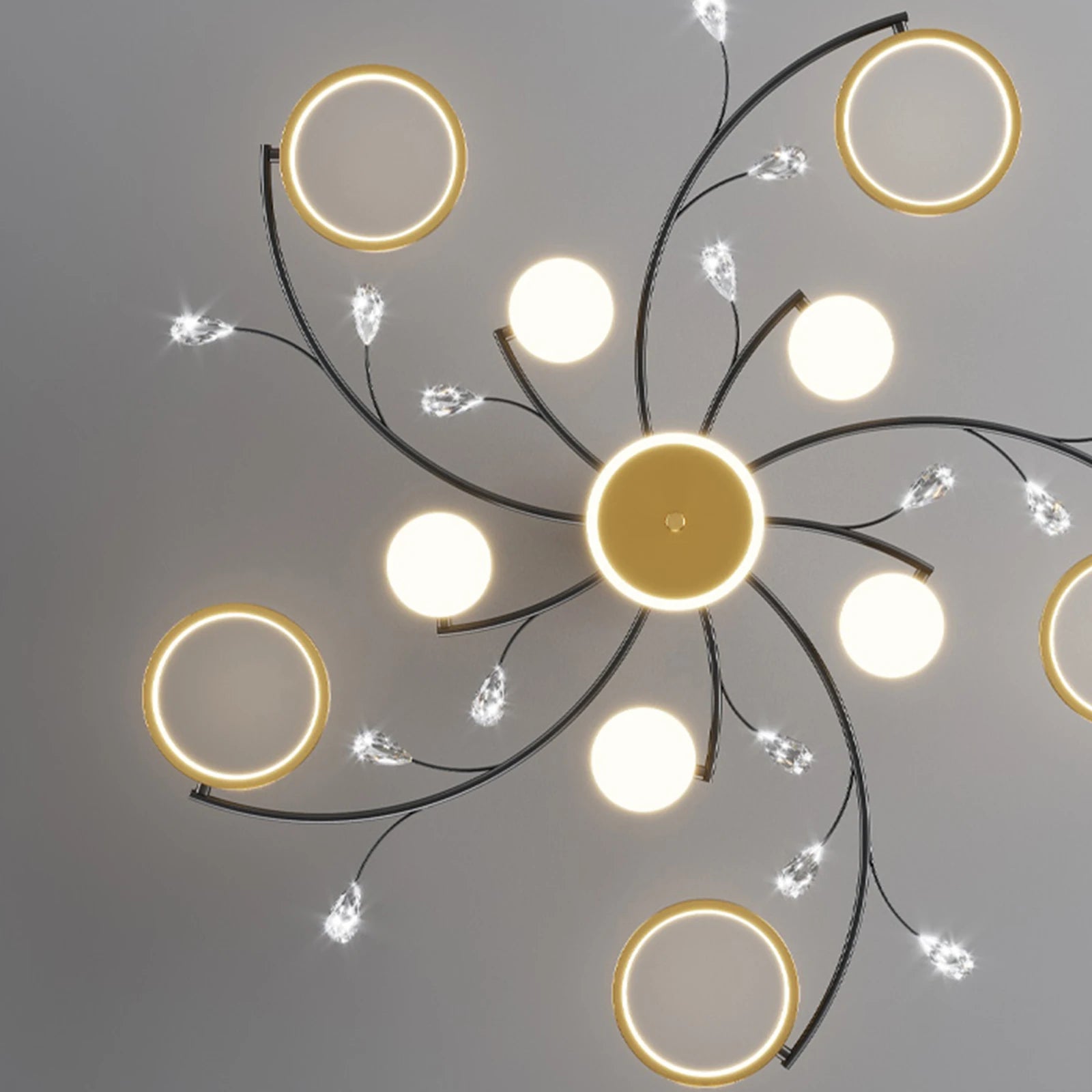 Luxe LED Plafondlamp Goud – Moderne Nordic Kroonluchter met Afstandsbediening & Dimbare Verlichting