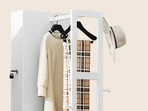 Sieradenkast met Spiegel en LED Verlichting – Staande Sieraden Organizer met Kledingrek, Opbergrek en Wielen