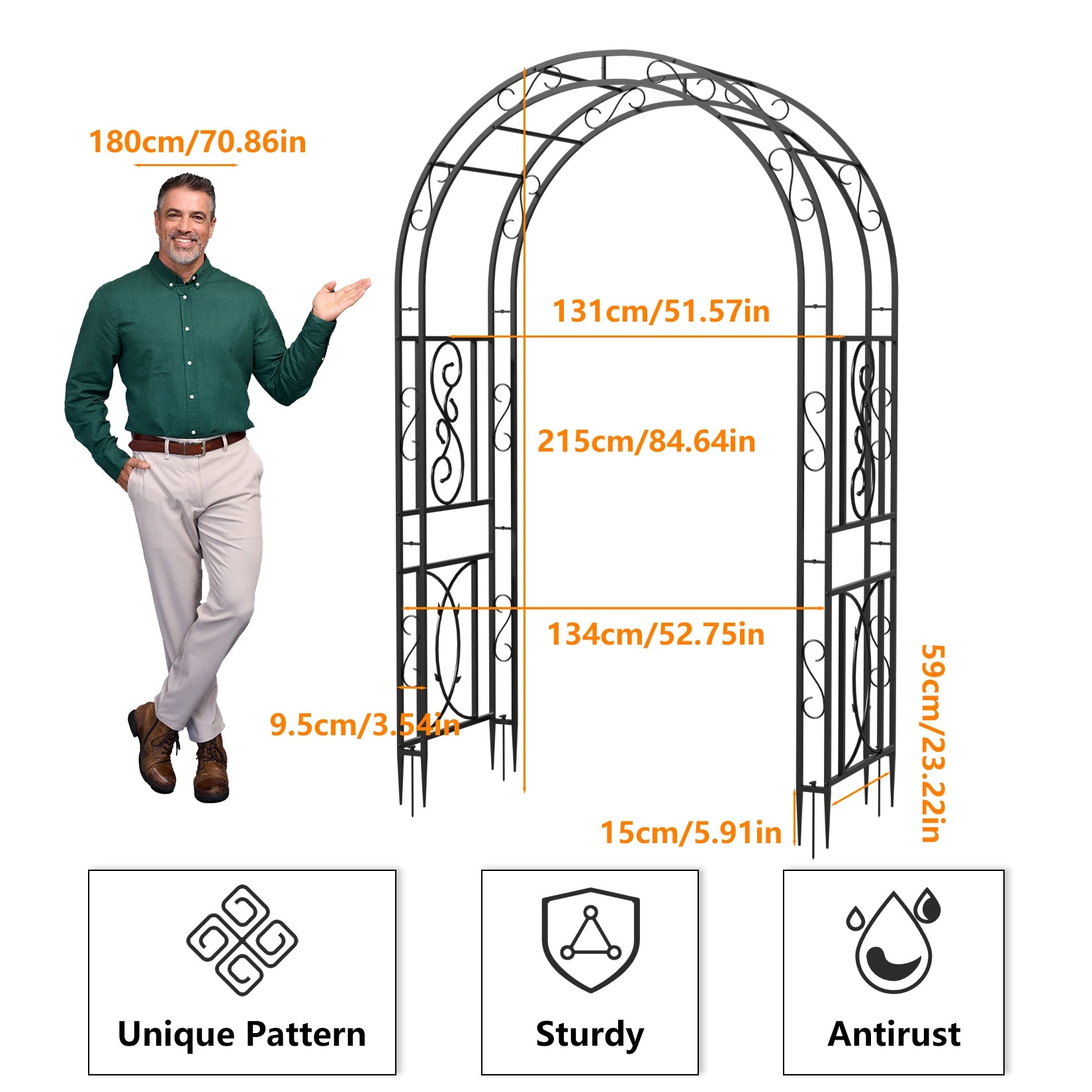 Metalen plantenrek voor in de tuin – voor klimplanten en als frame voor een trouwboog.
