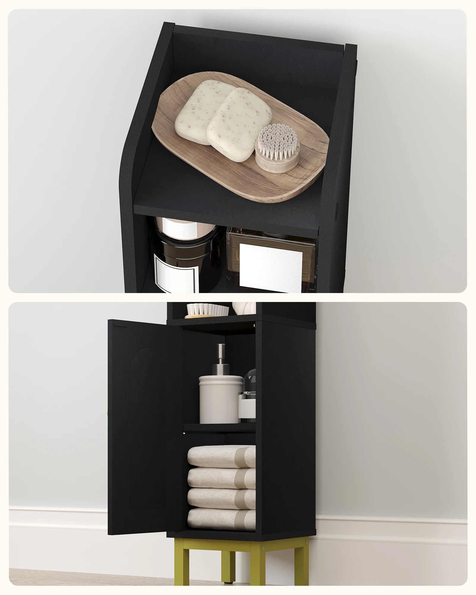 Smalle Badkamerkast met Deur en Planken – Ruimtebesparende Toiletkast – Hoekkast Badkamer Wit