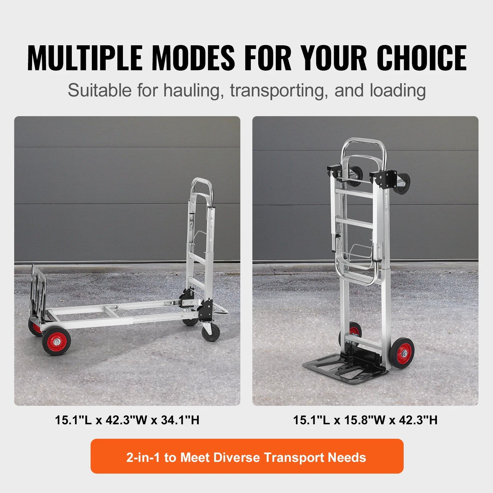 Opvouwbare Handwagen – Lichtgewicht Transportkar 400 lbs / 181 kg Draagvermogen – Stevige Dolly voor Bagage, Dozen en Magazijnartikelen