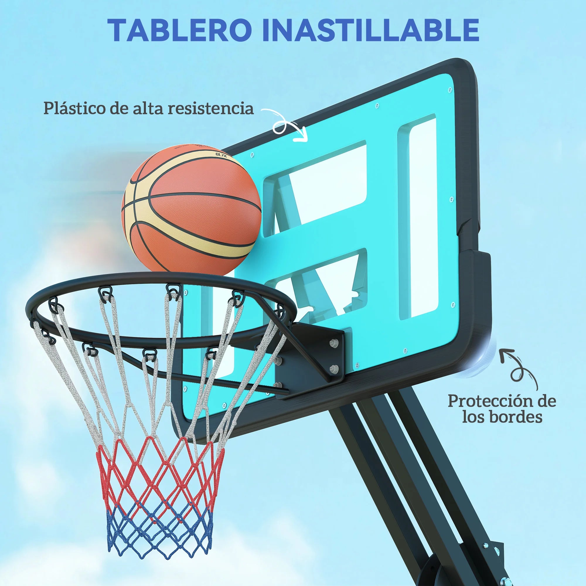 Verstelbare Outdoor Basketbalring 180-270 cm – Stevige Basketbalstandaard met Wieltjes voor Tuin en Sportveld