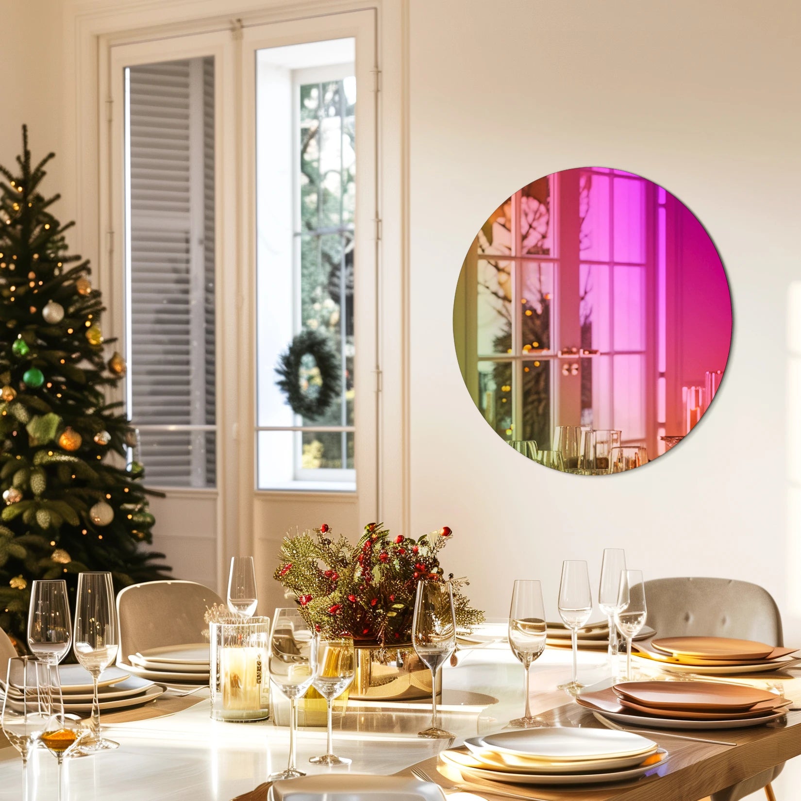 Iriserende Ronde Wandspiegel Regenboog Glas – Moderne Decoratieve Spiegel
