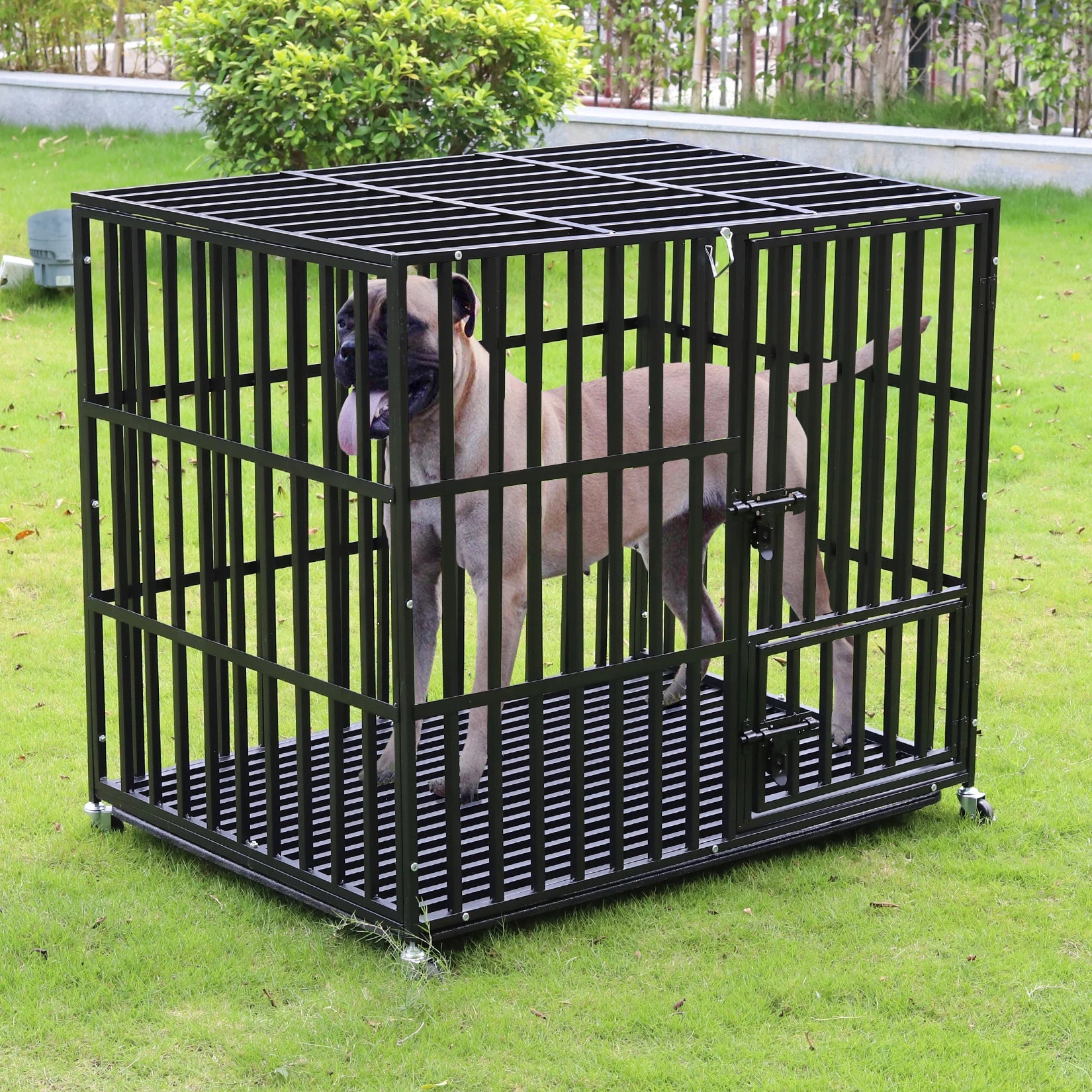 Stevige Hondenkooi met 3 Deuren en Wieltjes – Grote Metalen Hondenbench 37–46 Inch voor Grote Honden Binnen
