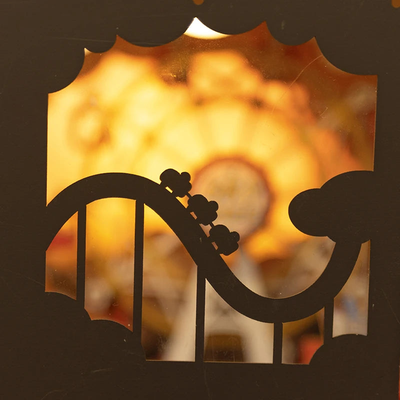 3D Houten Muziekdoos Reuzenrad met Licht – Sunset Carnival Nachtlampje en Decoratie – USB Oplaadbaar voor Woonkamer en Slaapkamer
