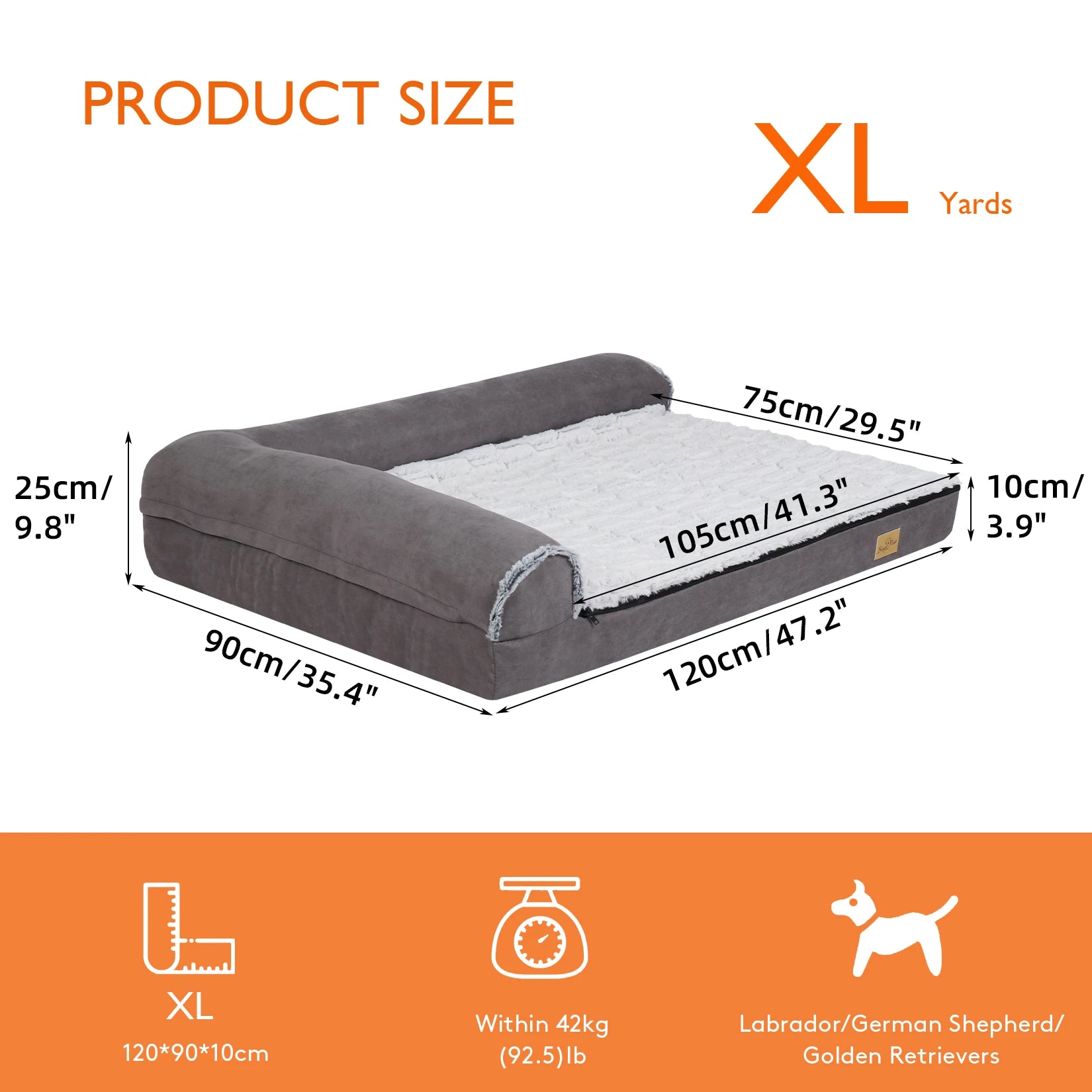 Orthopedisch Hondenbed XXL met Traagschuim – L-Vormig Hondenkussen voor Grote Honden met Wasbare Hoes, Waterdicht & Antislip