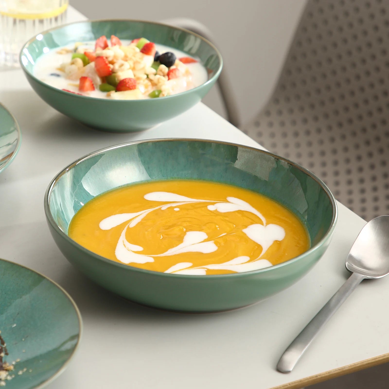 Servies Set 16-48 Delig – Modern Steengoed Servies voor 4 tot 12 Personen - Groen