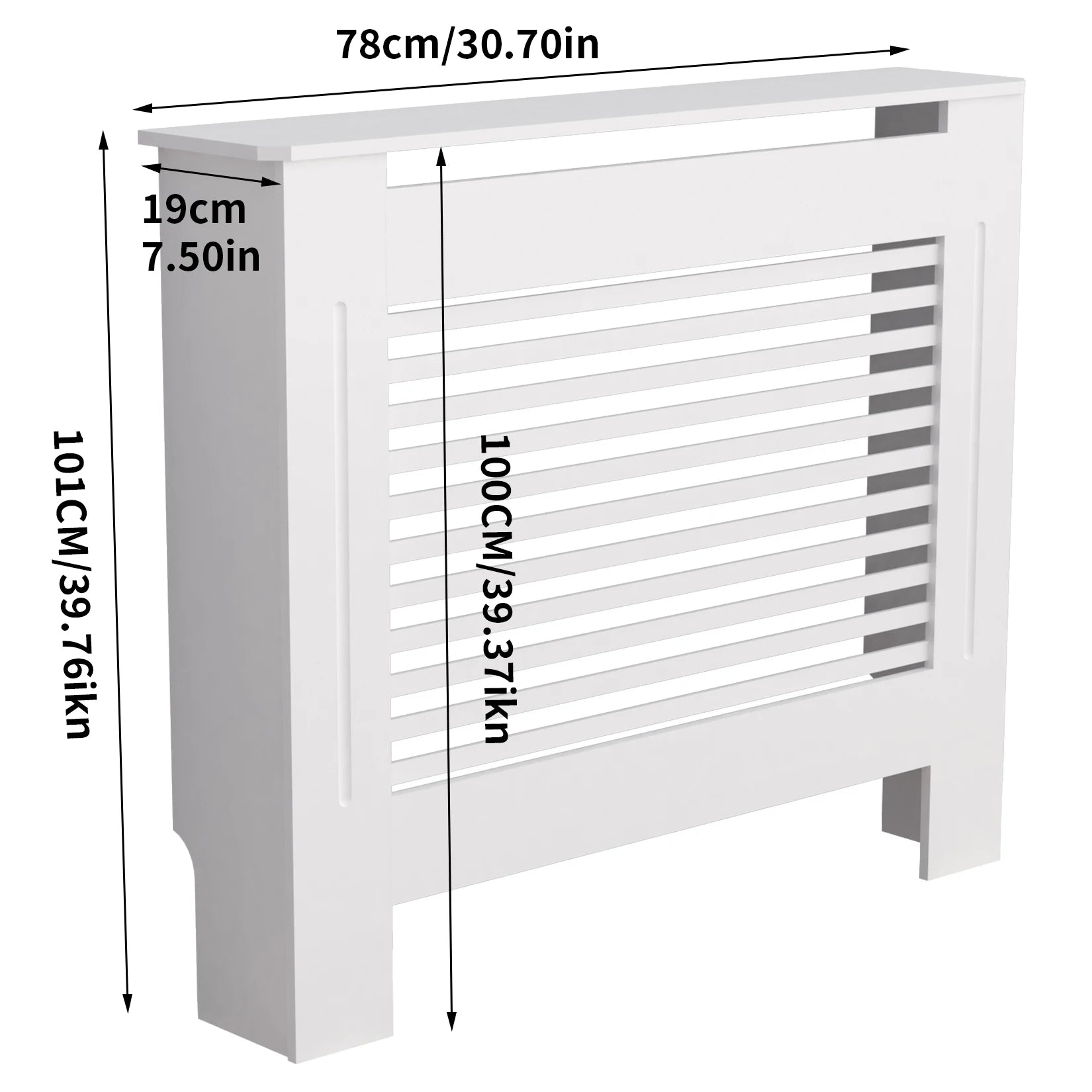 Moderne Radiator Cover Hoog – MDF Radiator Ombouw met Verticale Lamellen | Witte Radiator Kast met Plank