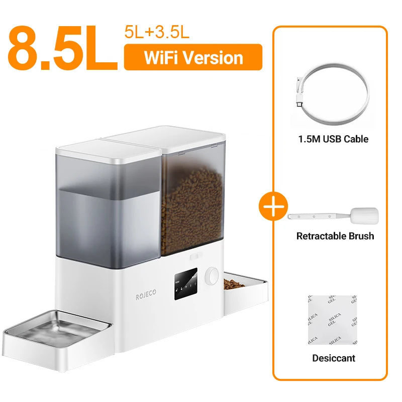 Automatische Voerbak met Waterfontein en WIFI App – 8,5L Slimme Voerdispenser voor Katten en Honden – Programmeerbaar & Op Afstand Bedienbaar