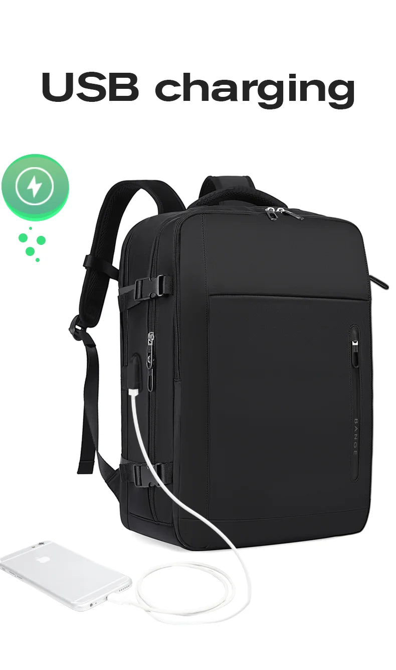 Grote Waterdichte Rugzak Voor 15.6" Laptop | USB‑Oplaadpoort & Nat‑Droog Vak | School, Werk & Reizen