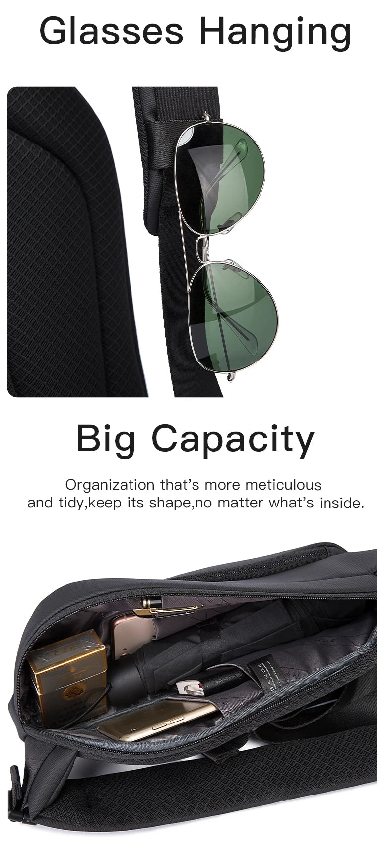 Waterdichte Multifunctionele Heren Borsttas – Grote Capaciteit Crossbody Reis Sling Bag