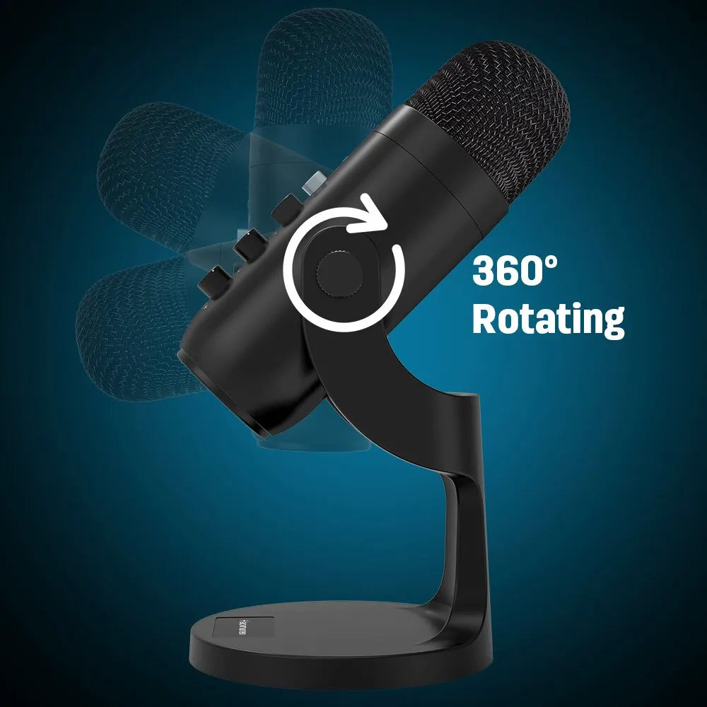 USB Microfoon voor PC, Mac, Gaming, Podcast en Streaming – Condenser Microfoon met Telefoonadapter en Hoofdtelefoonuitgang