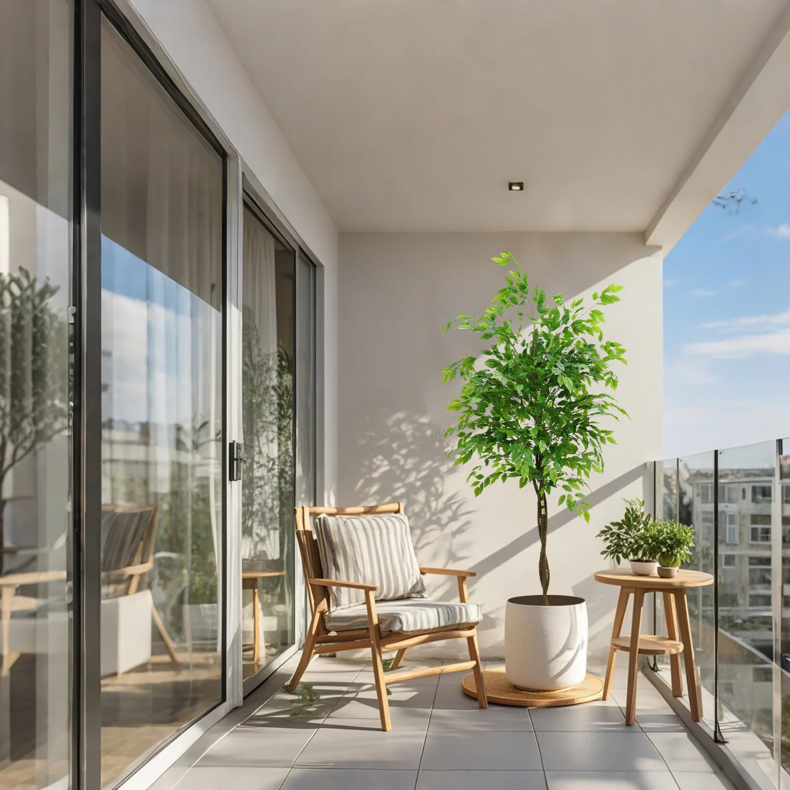 Kunstmatige Ficusboom 160–180 cm – Grote Nep Boom voor Binnen & Overdekt Buiten – Realistische Kunstplant Woonkamer & Kantoor