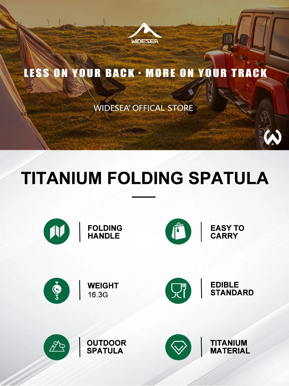 Titanium Opvouwbare Camping Keukenspatel – Lichtgewicht Outdoor Spatel Voor Picknick & Kamperen