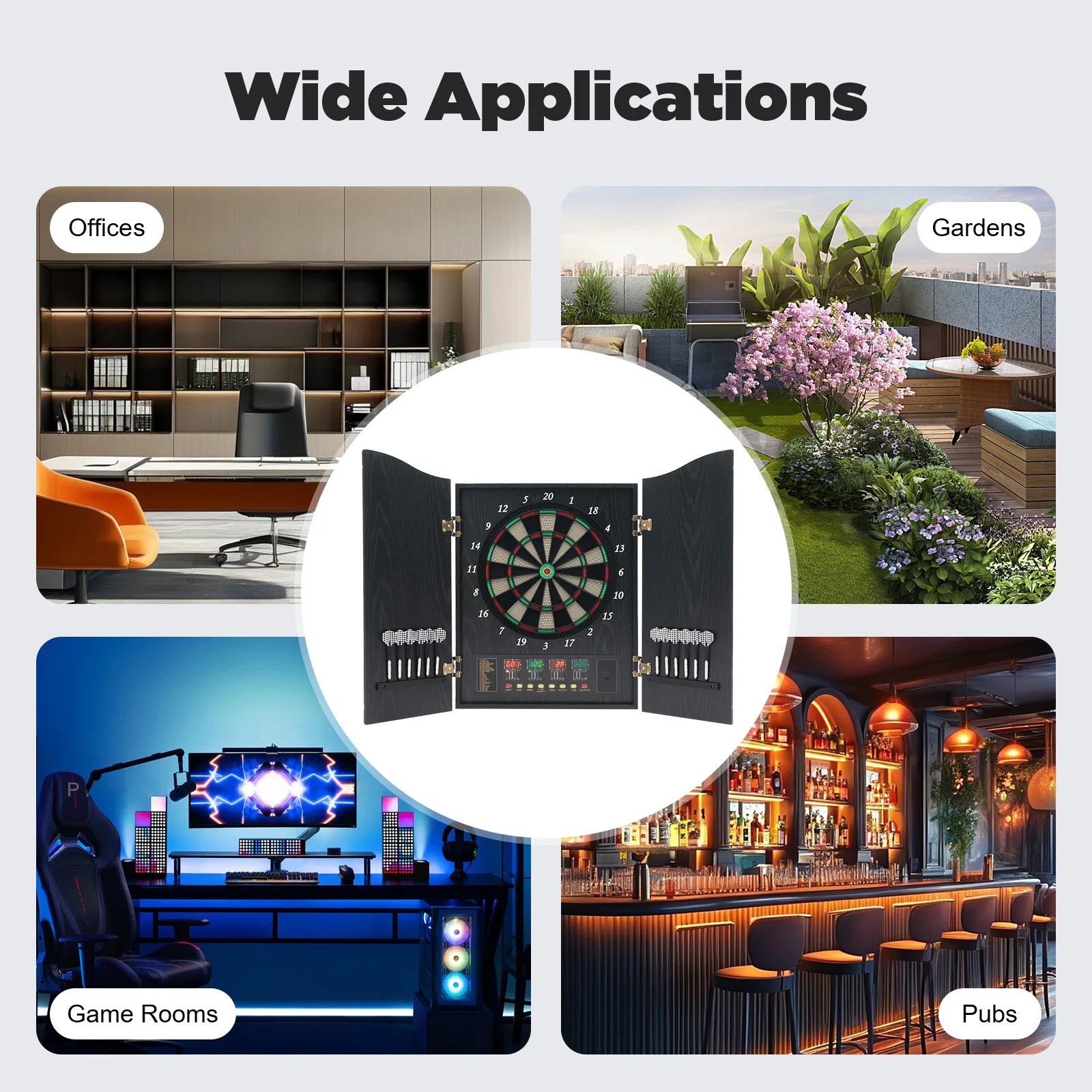 Elektronisch Dartbord met Cabinet – Automatische Score LED Darts Bord Set voor Thuis en Indoor Spellen