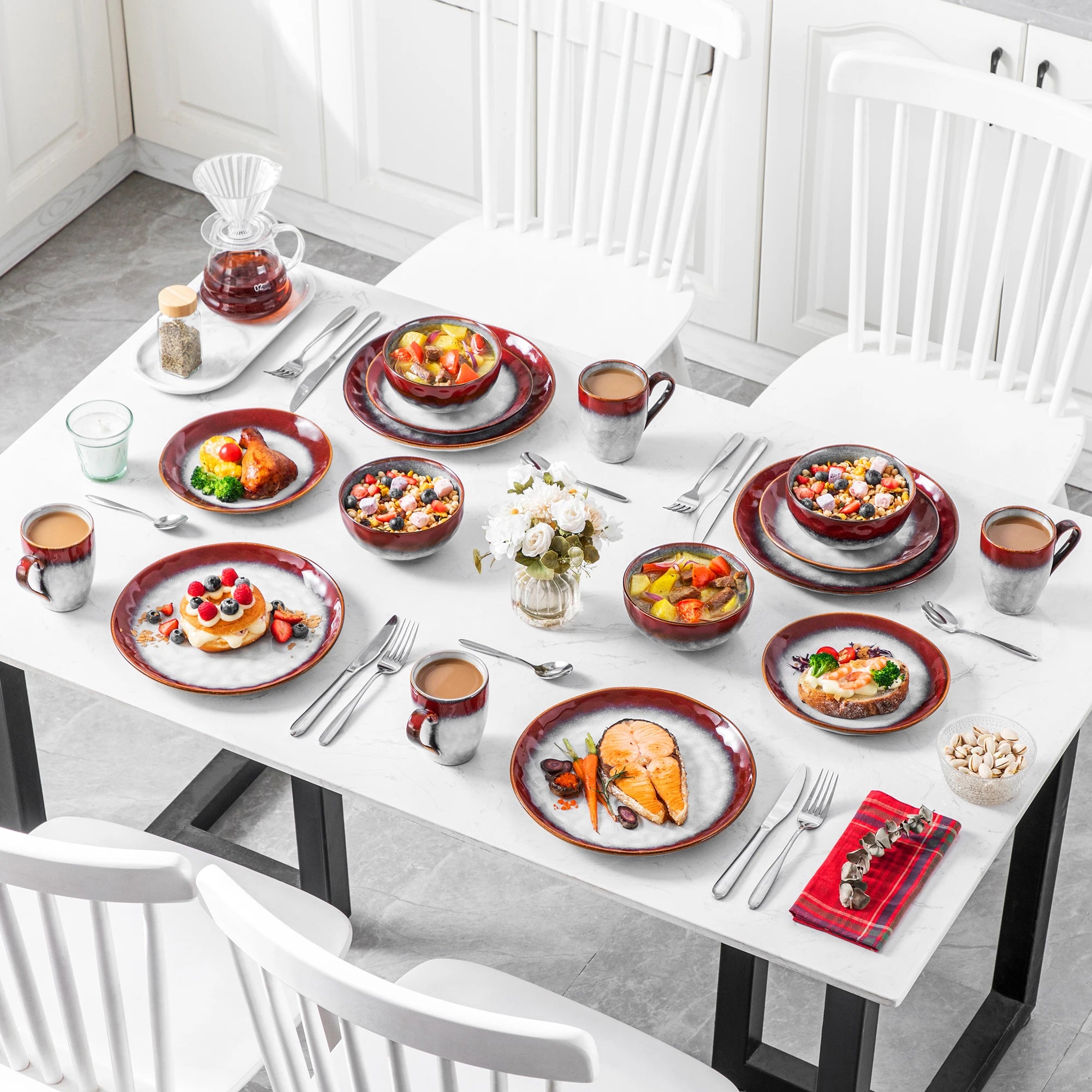 Serviesset 16/32/48-delig – Keramiek Servies voor 4, 8 of 12 Personen – Modern Design