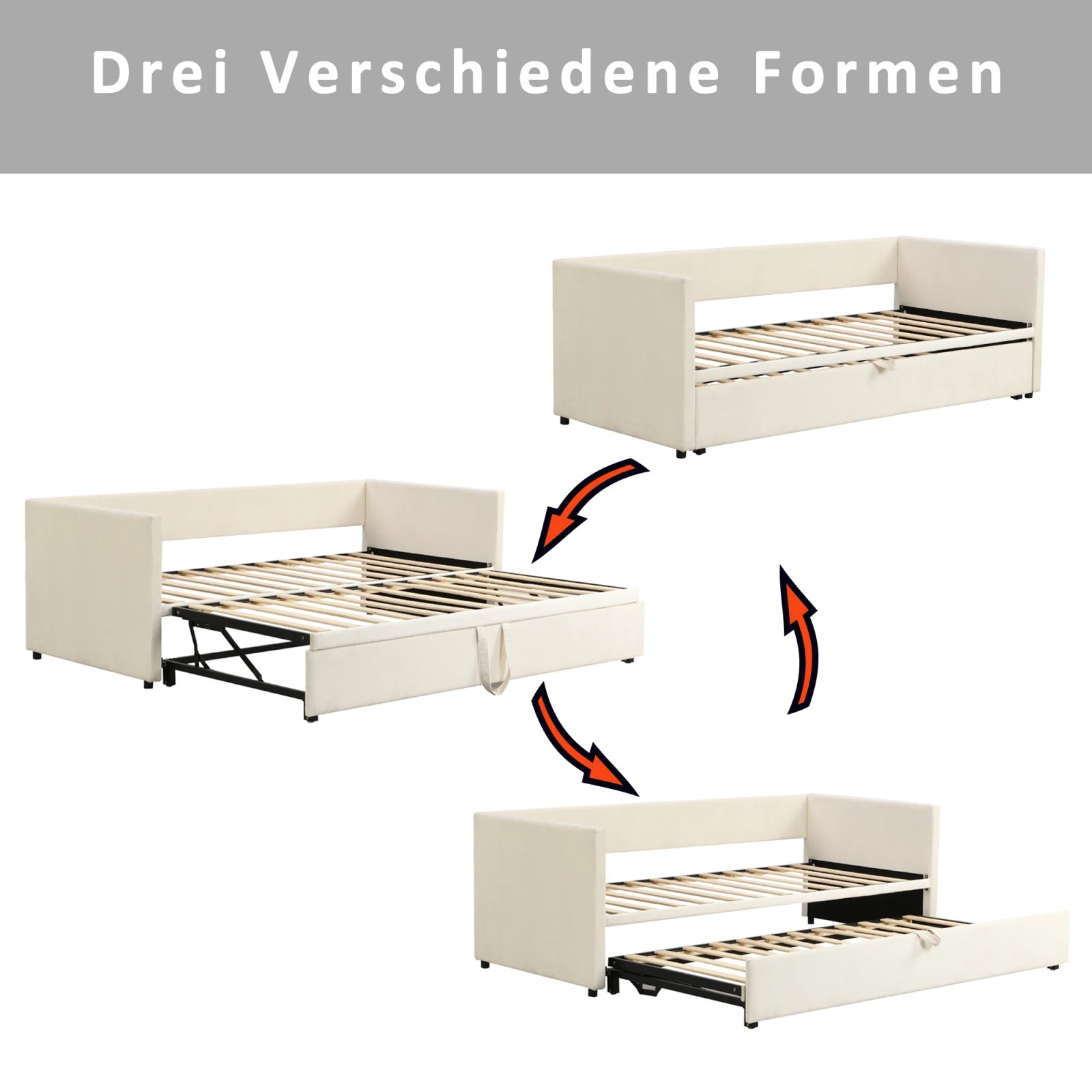 Fluwelen 2‑in‑1 Slaapbank 90×200 cm – Multifunctionele Bank & Bed