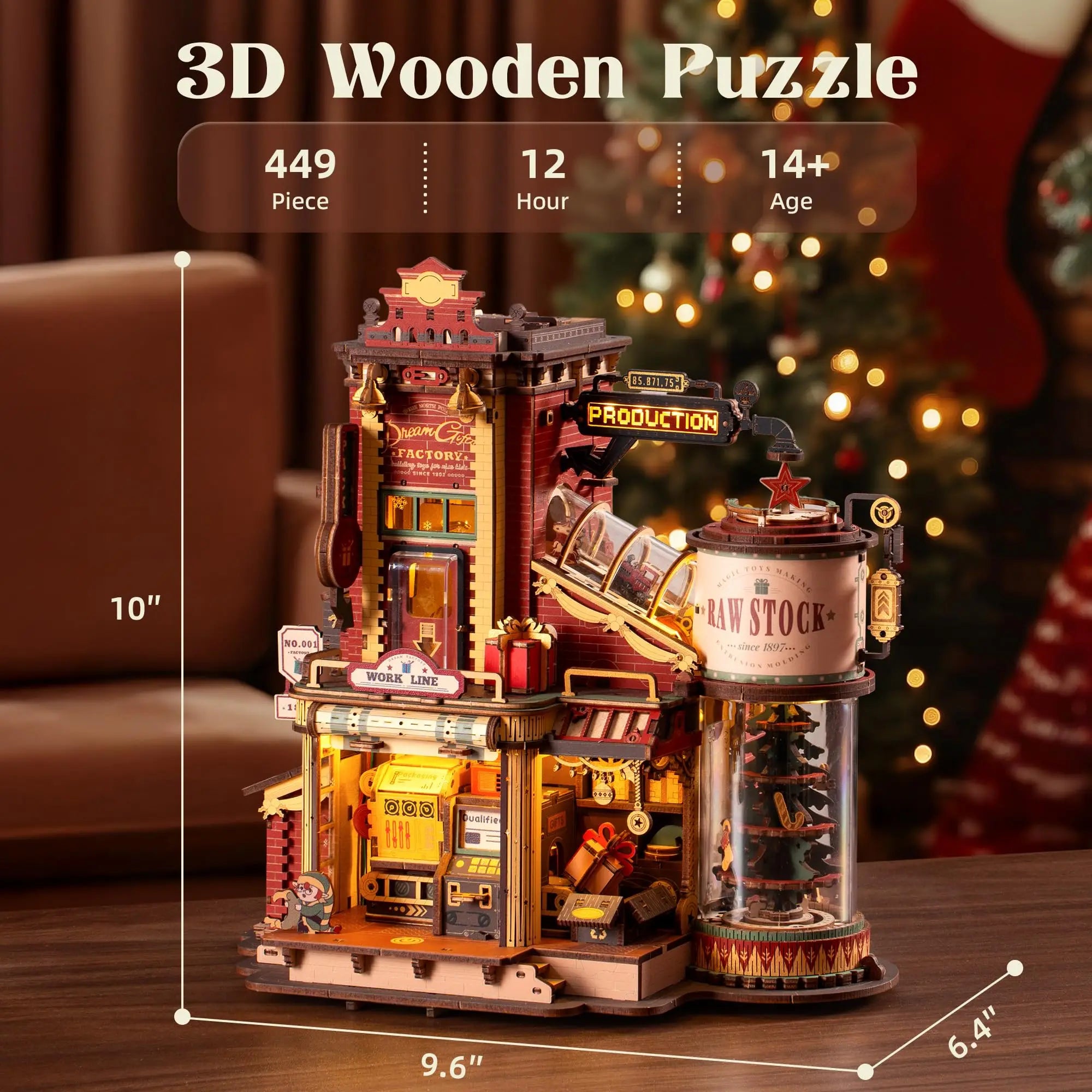 3D Houten Puzzel Dream Gift Factory – Mechanisch Model met Licht en Muziek – Bouwpakket voor Kinderen en Volwassenen
