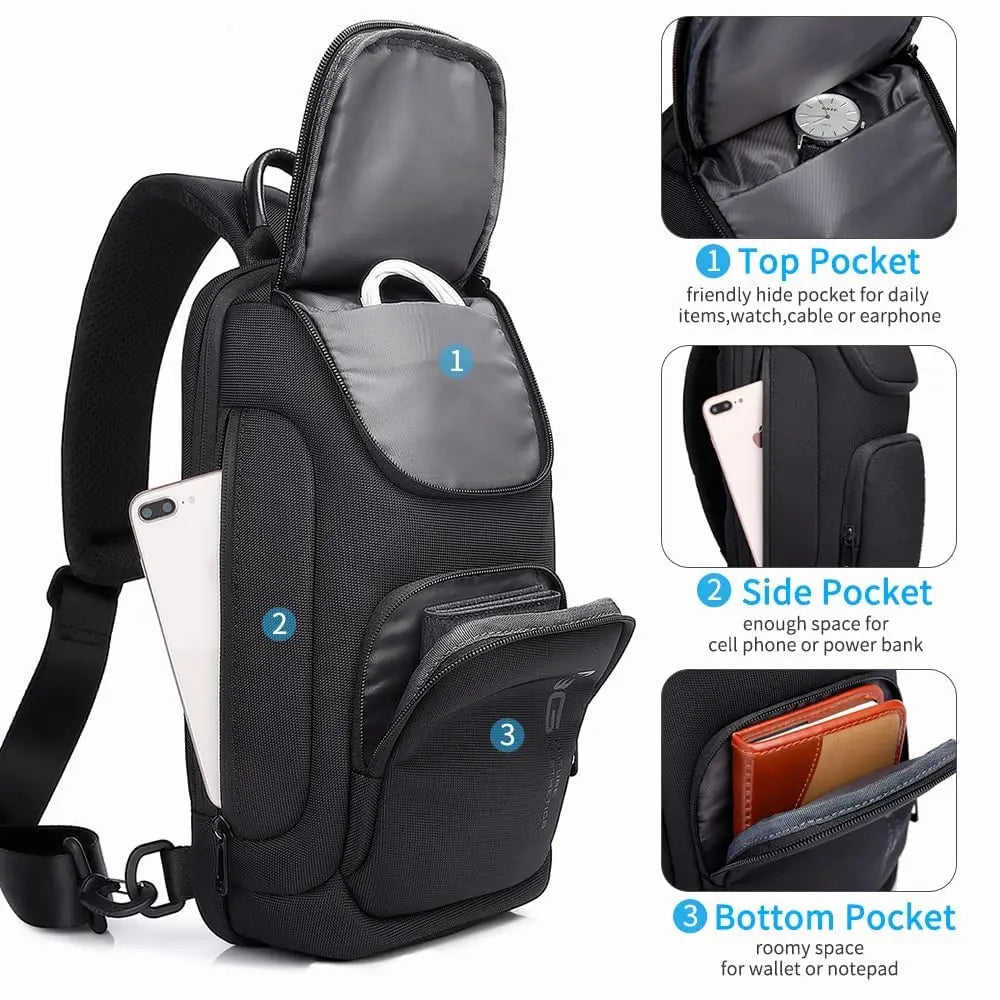 Draagbare Lichtgewicht Oxford Heren Crossbody Schoudertas / Sling Bag – Multifunctionele Casual Tas Voor Dagelijks Gebruik