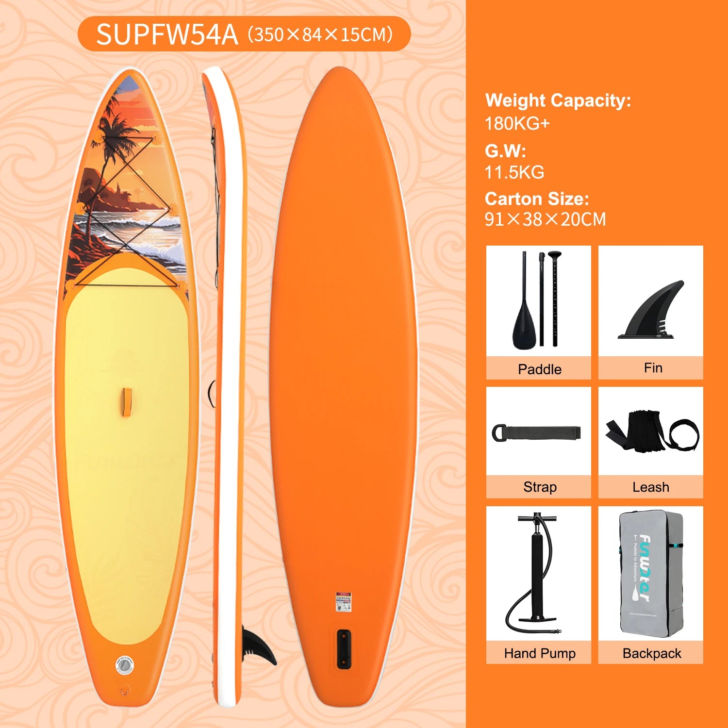 Opblaasbaar SUP Board Set – Stand Up Paddle Board met Accessoires – 350 cm – Complete Paddle Board voor Beginners & Gevorderden