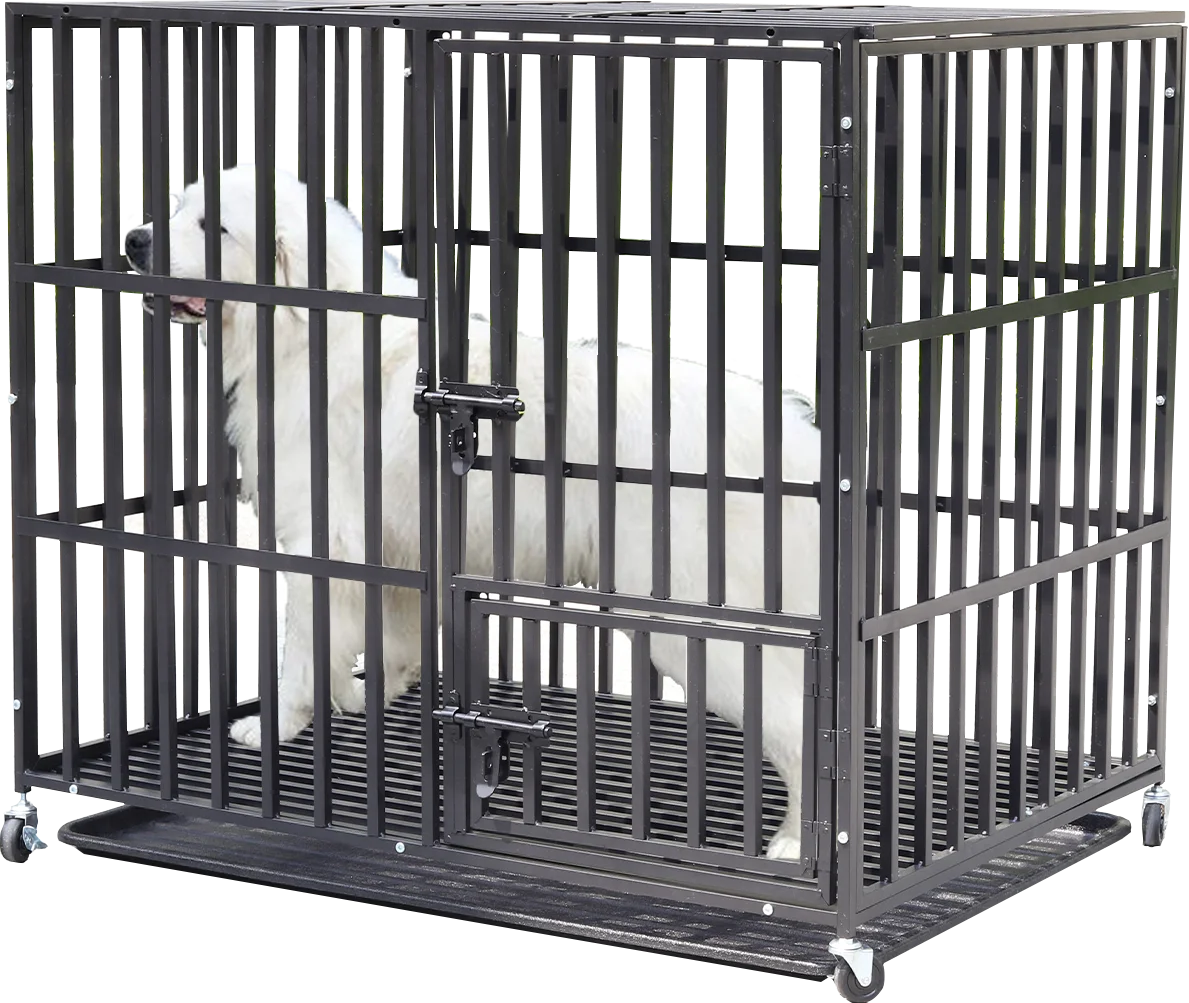 Stevige Hondenkooi met 3 Deuren en Wieltjes – Grote Metalen Hondenbench 37–46 Inch voor Grote Honden Binnen