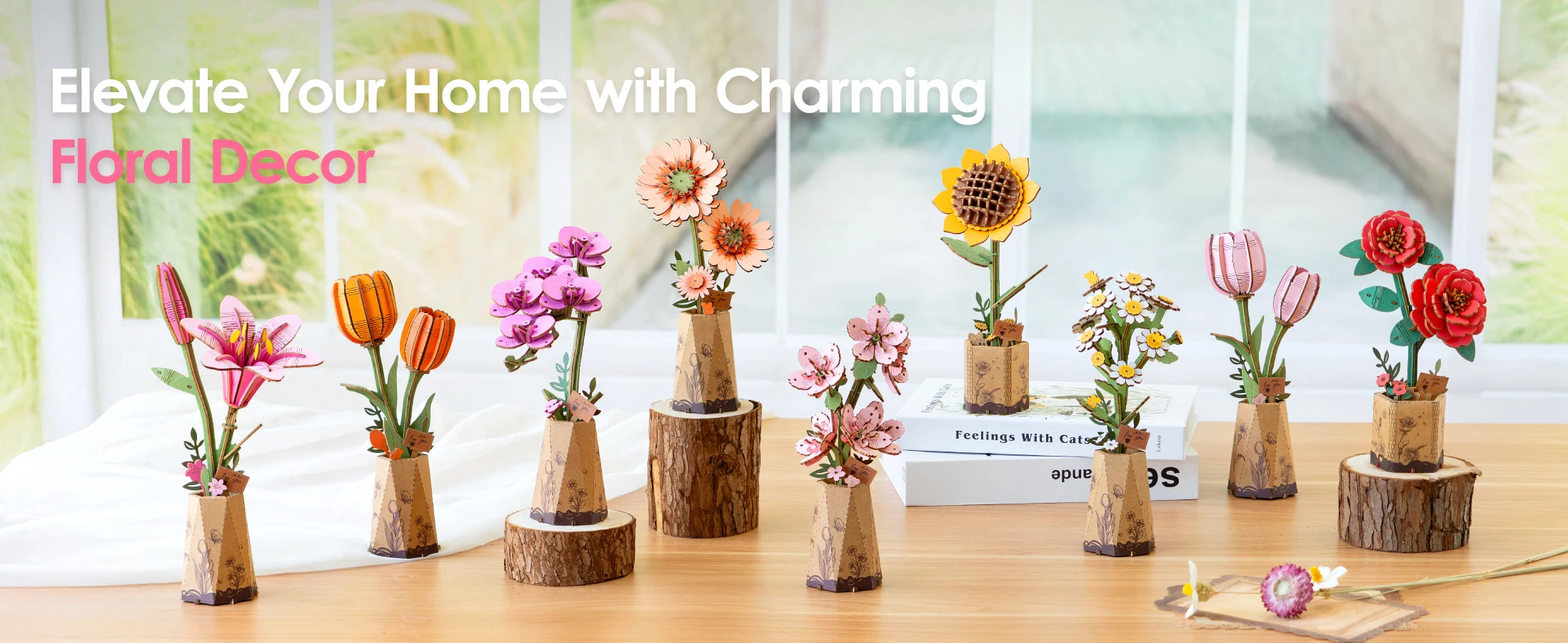 3D Houten Puzzel Doe-Het-Zelf – Creatieve Bloemen Bouwset voor Vrouwen – Kerstcadeau & Decoratie