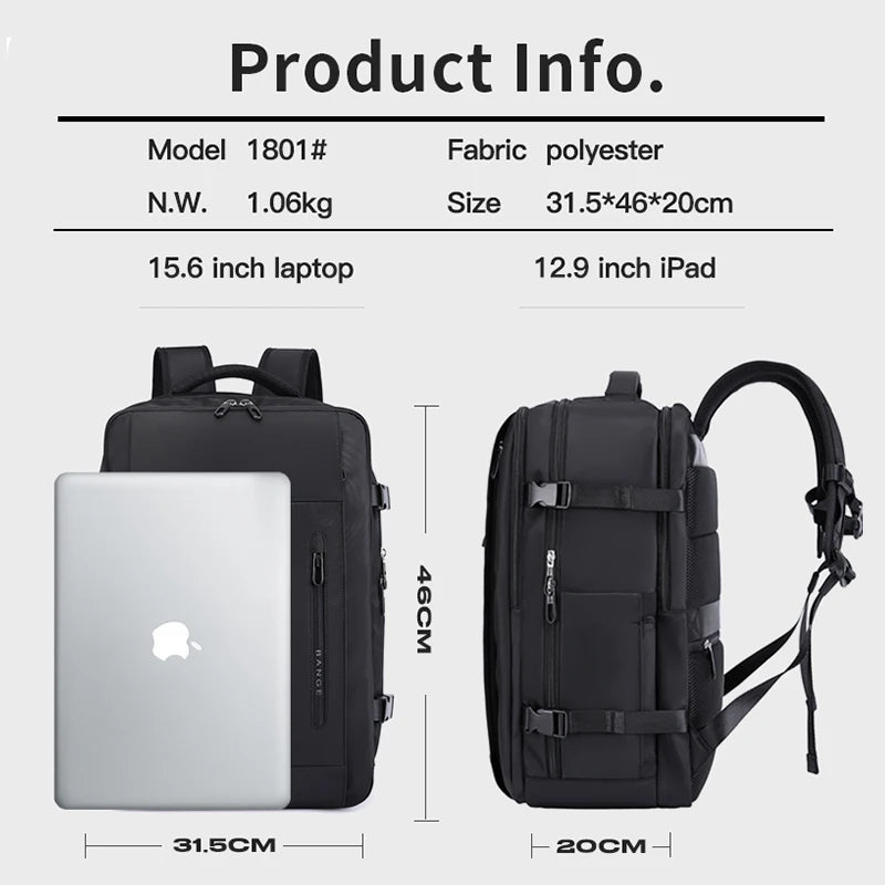 Grote Waterdichte Rugzak Voor 15.6" Laptop | USB‑Oplaadpoort & Nat‑Droog Vak | School, Werk & Reizen